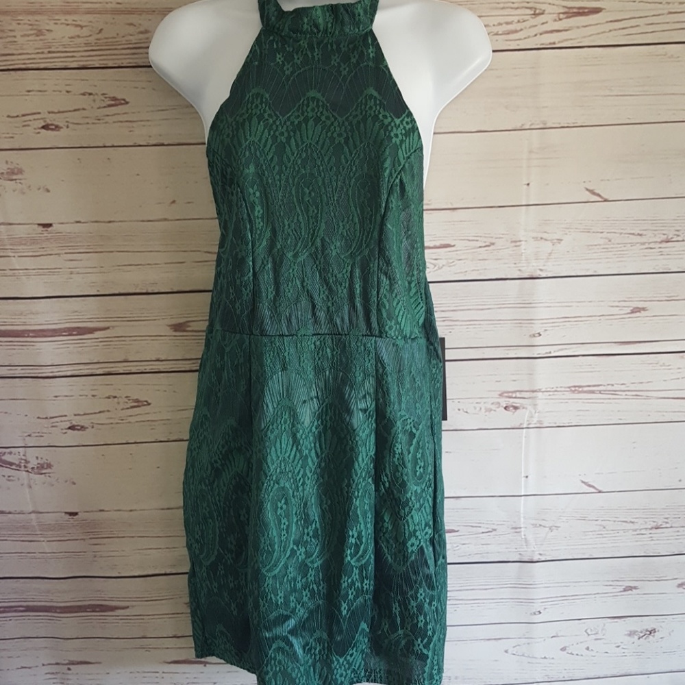 Halter dress green lace
